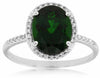 ESTATE 2.75CT DIAMOND & AAA RUSSALITE 14KT WHITE GOLD OVAL HALO ENGAGEMENT RING