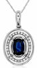 ESTATE .74CT DIAMOND & AAA SAPPHIRE 14K WHITE GOLD CLASSIC OVAL FLOATING PENDANT
