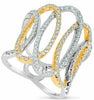 ESTATE WIDE .98CT DIAMOND 18KT WHITE & YELLOW GOLD 3D OPEN OVAL LOVE KNOT RING