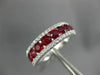 WIDE 1.67CT DIAMOND & AAA RUBY 18KT WHITE GOLD 3D SEMI ETERNITY ANNIVERSARY RING