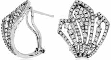 ESTATE .95CT DIAMOND 14K WHITE GOLD 3D CLASSIC ROUND MULTI LEAF CLIP ON EARRINGS