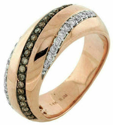 .49CT WHITE & CHOCOLATE FANCY DIAMOND 14KT ROSE GOLD MULTI ROW ANNIVERSARY RING