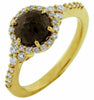 1.35CT WHITE & CHOCOLATE FANCY DIAMOND 18KT YELLOW GOLD 3D ROUND ENGAGEMENT RING