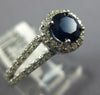 ESTATE 1.28CT DIAMOND & AAA SAPPHIRE 14KT WHITE GOLD ROUND HALO ENGAGEMENT RING