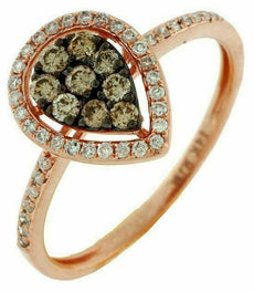 .41CT WHITE & CHOCOLATE FANCY DIAMOND 14KT ROSE GOLD PEAR SHAPE CLUSTER FUN RING