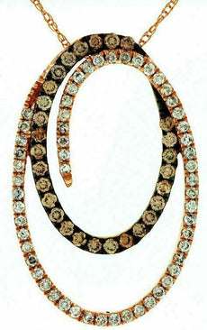 .60CT WHITE & CHOCOLATE FANCY DIAMOND 14KT ROSE GOLD OVAL CIRCLE OF LIFE PENDANT