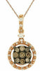 .30CT WHITE & CHOCOLATE FANCY DIAMOND 14KT ROSE GOLD ROUND CLUSTER HALO PENDANT