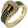 ESTATE .50CT WHITE & CHOCOLATE FANCY DIAMOND 14KT YELLOW GOLD 3D BELT FUN RING