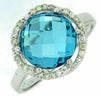 ESTATE 5.56CT DIAMOND & AAA BLUE TOPAZ 14K WHITE GOLD 3D CLASSIC FLOWER FUN RING