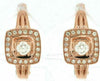 ESTATE .28CT DIAMOND 14KT ROSE GOLD 3D SOLITAIRE SQUARE HALO MILGRAIN EARRINGS