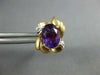 2.26CT DIAMOND & AAA AMETHYST 14K 2 TONE GOLD OVAL FLOWER EARRINGS #23838