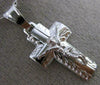 ESTATE 14KT WHITE GOLD HAND ETCHED CRUCIFIX CROSS PENDANT AND CHAIN #24880