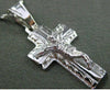 ESTATE 14KT WHITE GOLD HAND ETCHED CRUCIFIX CROSS PENDANT AND CHAIN #24880