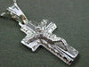 ESTATE 14KT WHITE GOLD HAND ETCHED CRUCIFIX CROSS PENDANT AND CHAIN #24880