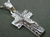 ESTATE 14KT WHITE GOLD HAND ETCHED CRUCIFIX CROSS PENDANT AND CHAIN #24880