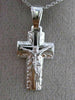 ESTATE 14KT WHITE GOLD HAND ETCHED CRUCIFIX CROSS PENDANT AND CHAIN #24880