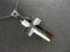 ESTATE 14KT WHITE GOLD HAND ETCHED CRUCIFIX CROSS PENDANT AND CHAIN #24880