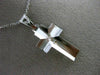 ESTATE 14KT WHITE GOLD HAND ETCHED CRUCIFIX CROSS PENDANT AND CHAIN #24880