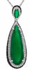 .62CT WHITE & BLACK DIAMOND & AAA GREEN AGATE 14KT WHITE GOLD TEAR DROP PENDANT