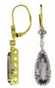 4.80CT DIAMOND & AAA AMETHYST 14K YELLOW GOLD PEAR SHAPE HALO HANGING EARRINGS