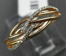 ESTATE .08CT ROUND DIAMOND 14K ROSE GOLD 3D MULTI ROW CRISS CROSS SWIRL FUN RING