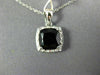 1.36CT DIAMOND & AAA BLACK ONYX 14KT WHITE GOLD 3D CUSHION HALO FLOATING PENDANT