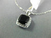 1.36CT DIAMOND & AAA BLACK ONYX 14KT WHITE GOLD 3D CUSHION HALO FLOATING PENDANT