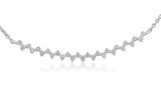 ESTATE .19CT ROUND CUT DIAMOND 14KT WHITE GOLD 3D CLASSIC BAR NECKLACE