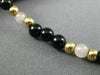 ESTATE AAA BLACK ONYX 14KT YELLOW GOLD 3D HANDCRAFTED BEAD BRACELET #25134