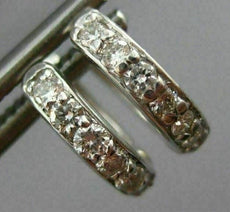 ESTATE .15CT ROUND CUT DIAMOND 14KT WHITE GOLD 3D CLASSIC HUGGIE EARRINGS #19329
