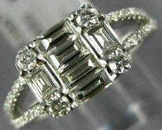 .87CT DIAMOND 18K WHITE GOLD 3D ROUND & BAGUETTE CLUSTER SQUARE ANNIVERSARY RING