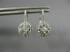 1.37CT DIAMOND 18KT WHITE GOLD 3D CLUSTER FLOWER HALO LEVERBACK HANGING EARRINGS