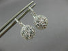 1.37CT DIAMOND 18KT WHITE GOLD 3D CLUSTER FLOWER HALO LEVERBACK HANGING EARRINGS