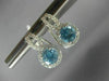 ESTATE 1.54CT DIAMOND & AAA BLUE TOPAZ 14K WHITE GOLD 3D FLOWER HANGING EARRINGS