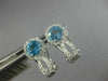 ESTATE 1.54CT DIAMOND & AAA BLUE TOPAZ 14K WHITE GOLD 3D FLOWER HANGING EARRINGS