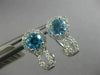 ESTATE 1.54CT DIAMOND & AAA BLUE TOPAZ 14K WHITE GOLD 3D FLOWER HANGING EARRINGS