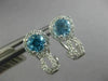 ESTATE 1.54CT DIAMOND & AAA BLUE TOPAZ 14K WHITE GOLD 3D FLOWER HANGING EARRINGS