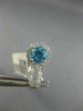 ESTATE 1.54CT DIAMOND & AAA BLUE TOPAZ 14K WHITE GOLD 3D FLOWER HANGING EARRINGS