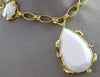 EXTRA LARGE .15CT DIAMOND & AAA WHITE AGATE 14K YELLOW GOLD LARIAT DROP NECKLACE