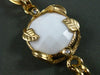 EXTRA LARGE .15CT DIAMOND & AAA WHITE AGATE 14K YELLOW GOLD LARIAT DROP NECKLACE