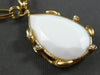 EXTRA LARGE .15CT DIAMOND & AAA WHITE AGATE 14K YELLOW GOLD LARIAT DROP NECKLACE