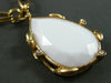 EXTRA LARGE .15CT DIAMOND & AAA WHITE AGATE 14K YELLOW GOLD LARIAT DROP NECKLACE