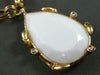 EXTRA LARGE .15CT DIAMOND & AAA WHITE AGATE 14K YELLOW GOLD LARIAT DROP NECKLACE