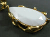 EXTRA LARGE .15CT DIAMOND & AAA WHITE AGATE 14K YELLOW GOLD LARIAT DROP NECKLACE