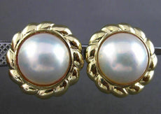 ESTATE LARGE AAA MABE PEARL 14KT YELLOW GOLD 3D CLASSIC CLIP ON EARRINGS #24406
