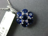 ESTATE 3.08CT DIAMOND & AAA SAPPHIRE 18K WHITE GOLD FLOWER STAR OF DAVID PENDANT