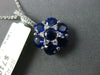 ESTATE 3.08CT DIAMOND & AAA SAPPHIRE 18K WHITE GOLD FLOWER STAR OF DAVID PENDANT