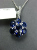 ESTATE 3.08CT DIAMOND & AAA SAPPHIRE 18K WHITE GOLD FLOWER STAR OF DAVID PENDANT