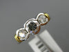 1.20CT DIAMOND PLATINUM & 14KT YELLOW GOLD 3D SEMI BEZEL 3 STONE ENGAGEMENT RING