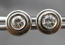 ESTATE LARGE .50CT DIAMOND 18KT WHITE GOLD 3D BEZEL STUD EARRINGS 8mm #6405